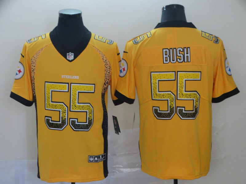 Men's Pittsburgh Steelers #55 Devin Bush Gold Drift Fashion Color Rush Limited Stitched NFL Jersey